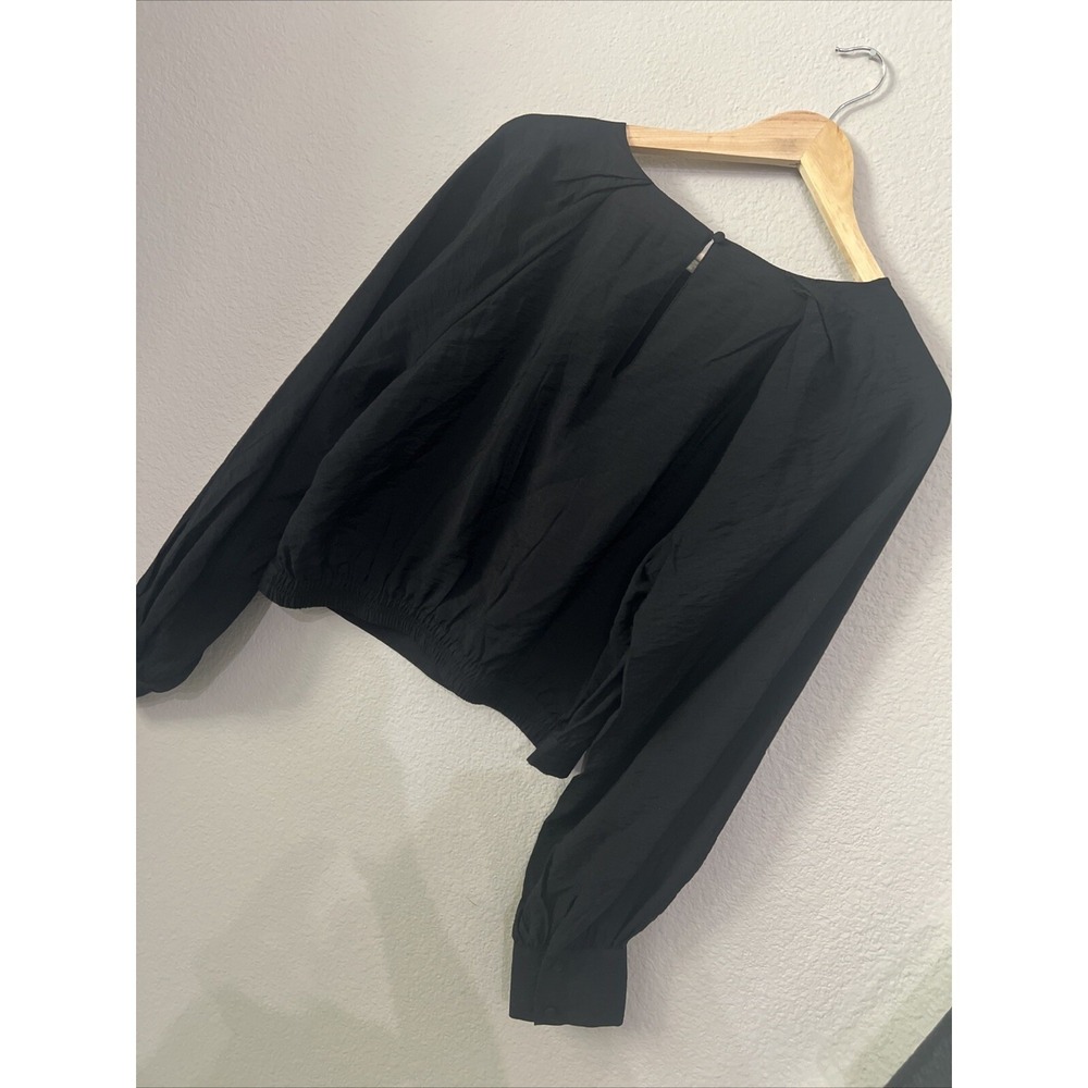 Banana Republic NWT Blouse BLACK Long Sleeve SIZE M Pleated - Picture 7 of 8